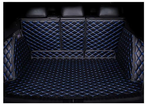 Auto Leder Kofferraummatte Für Volkswagen Golf 7 GTI, Kofferraumwanne Wasserdicht Langlebig rutschfest Anti-Verschleiß (Black Blue)