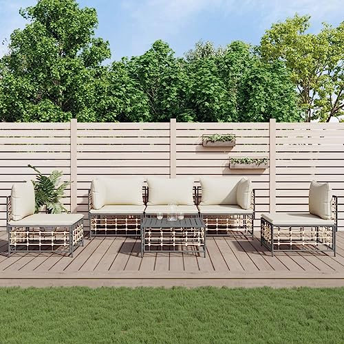 Brokky 6-TLG. Garten-Lounge-Set mit Kissen Lounge Set GartenmöBel Gartenlounge Set Garten MöBel DraußEn MöBelsets Anthrazit Poly Rattan / 3186718