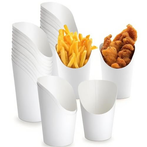 Sacchetti per waffle a bolle, confezione da 60 bicchieri di carta kraft, bicchieri per patatine fritte da 12 once, bicchieri di carta con bocca inclinata, sacchetti per patatine fritte e snack per tut