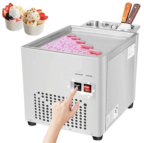 Commercial Rolled Ice Cream Maker with Compressor and Scrapers for Perfect Frozen Desserts