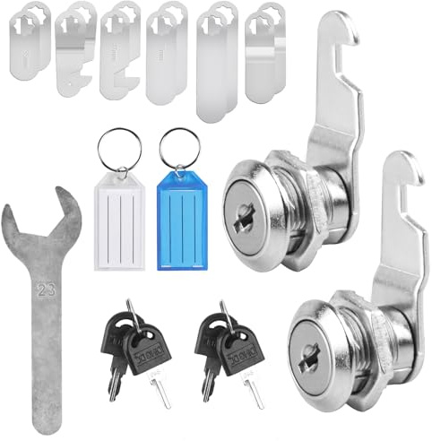 2pcs Cabinet Locks, 16mm Letterbox Locks, Security Letter Post Box Mailbox Cam Locks with Keys & 6 Different Lock Plates (Universal Key)