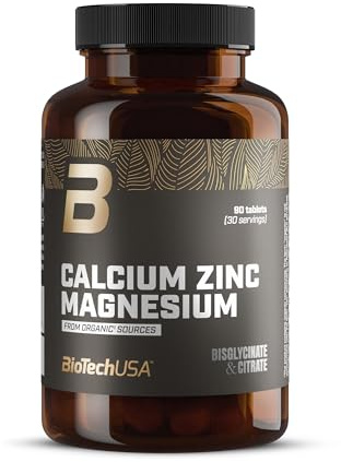 BioTechUSA Calcium Zinc Magnesium from Organic Sources | 4 tipi di minerali organici | Formula sinergica per ossa, muscoli, sistema nervoso e immunitario, 90 compresse
