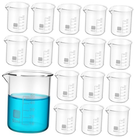 VICASKY 20pcs Graduated Beaker Glass Measuring Cups Low Form Beakers for Science Experiment Cup and Lab Use