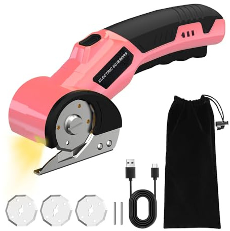 AIFIZO Kartonschneider Elektrisch mit 3 Klinge für Stoff, Leder, Teppich, Karton und Kunststoff, 320 Hüben/Min Elektrische Schere