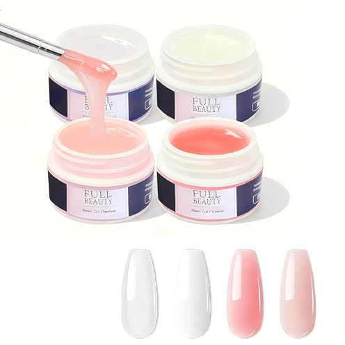 4x15ml Gel Constructor Uñas Profesional,Kit de Gel para Arte de Uñas,Refuerzo Uñas Semipermanentes,para Extensiones y Modelado