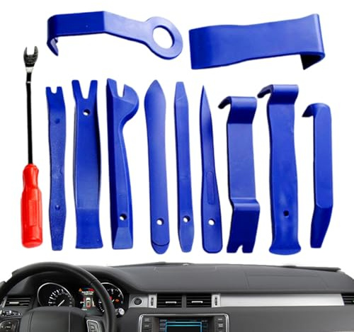 Strumento per la Rimozione della Radio,Kit da 12 Pezzi Chiavi di Rimozione per Autosterio | per Auto con Rimuovi Fissaggi Anti-Scivolo, Pinze