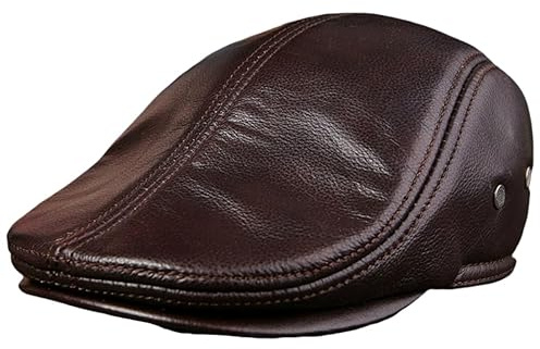 2025 Baskenmütze aus echtem Leder für Herren, warme, Winddichte Wintermütze, modische Schirmmütze für Gentleman, Vintage, stilvolle Fahrermütze