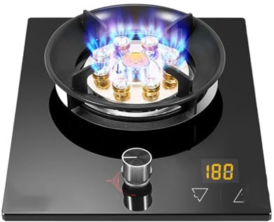 Portable Gas Stove,5.2KW 1 Burner Hob,LPG/NG Burners Units,Tempered Glass Countertop,with Flameout Protection and Timer,for Home Kitchen(LPG)