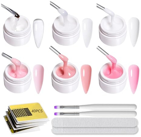 Lot de 6 gels de construction pour ongles en gel - Gel UV de construction - Pour extension des ongles