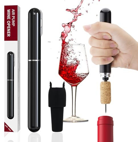 FBBULES Set de Sacacorchos de Aire a Presión, Sacacorchos Manual, Tapones de Silicona para Botellas, Tapón Reutilizable para Botellas de Vino, Ideal para los Amantes del Vino