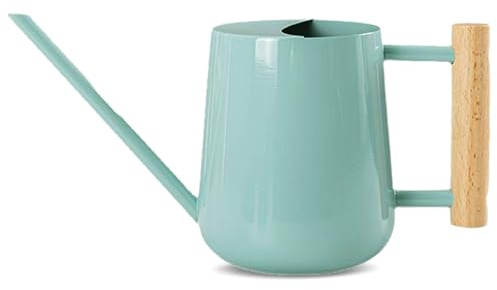 Niboow 1L Gießkanne Zimmerpflanzen, (1000 ml) 35 Oz Metall Edelstahl Klein Giesskanne mit Langem Auslauf und komfortablem Holzgriff für Innen und Außenbereich Pflanze Bonsai Garten Blume - Blau