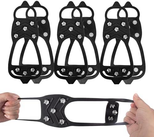 Upgrade Universal Gripper Spikes Non Slip Shoe Grips, Sfee Crampons Ice Cleats for Shoes and Boots, Ice Cleats Snow Traction Grips, Anti-Slip Crampons for Shoes and Boots, Black (M)