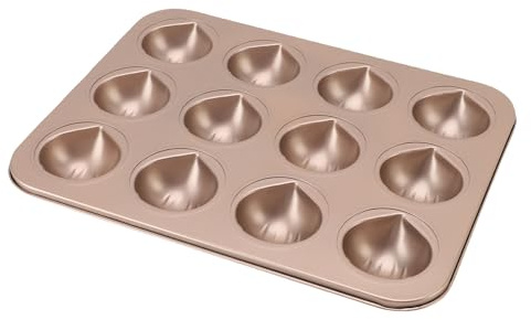 HEEPDD Teglia da Forno per Torte a Forma di Castagna, Teglia Antiaderente da 12 Tazze in Acciaio Al Carbonio per Muffin e Budini, Ideale per Riunioni di Famiglia