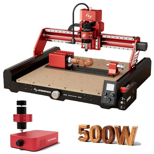 ATOMSTACK La fresadora CNC mejorada C4 Pro con motor de 500 W dispone de cuatro rodillos giratorios, integra funciones de fresado y grabado CNC y tiene un área de trabajo de 420 × 420 mm