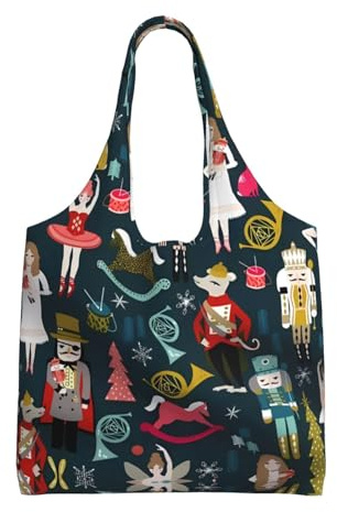 VXXNlnn Dusk Coconut Trees Print Canvas Tote Bags - Grande borsa riutilizzabile per la spesa e la conservazione per donne, perfetta per la vita quotidiana, Schiaccianoci Balletto di Natale Danza