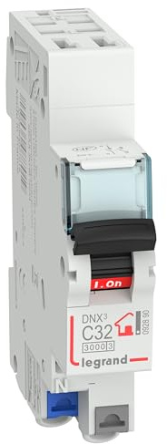 Legrand | Disjoncteur DNX³ phase + neutre 32A 3000A, bornes auto, 1 module, protection fiable, réarmement facile