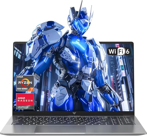 Tivique Laptop - 2026 Neueste 15.6 Zoll FHD Display Laptop mit Ryzen 7 5700U Prozessor bis zu 4.3GHz, 16GB Ram DDR4 512GB NVMe PCIe 3.0 SSD Notebook, Leichtgewicht