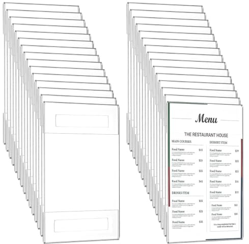 INTERWARM 30 Pack 10x15cm Acrylique Porte-panneaux Muraux Verticals | Panneaux Muraux Menu photo Flyer Display Holders Cadre Mural Clair Avec Ruban Adhésif pour Bureau Maison Store Restaurant