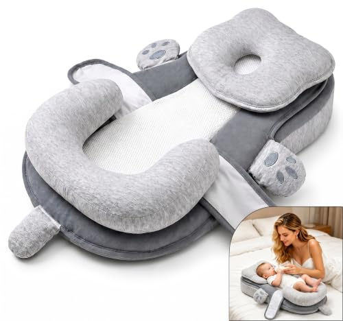 Kryvella Kissen, Waschbares Kissen 63x 42 cm, Eine Bequeme Stillposition für den Benutzer Schaffen, Elastisch und Atmungsaktiv, Abnehmbar und Waschbar, Grau