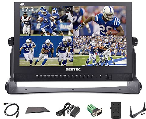 Seetec P173-9HSD Kamera Monitor Pro Broadcast 17.3“ 4K Ultra HD 1920x1080 Video-Feld LCD IPS Bildschirm 600:1 Hoher Kontrast mit 3G-SDI HDMI AV YPbPr DVI