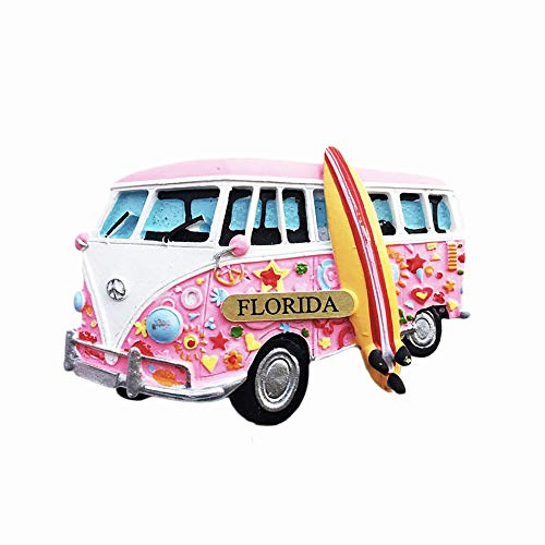 Florida 3D-Bus-Kühlschrankmagnet, Kunstharz, Reise-Souvenirs, handgefertigt, Dekoration für Zuhause und Küche, Florida-Kühlschrankmagnet, Sammlung, Geschenk