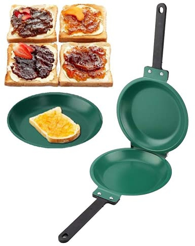 Kuuleyn Double Sided Frying Pan Non Stick, Double Side Non-Stick Ceramic Coating Flip Frying Pan Pancake Maker Household Kitchen Cookware