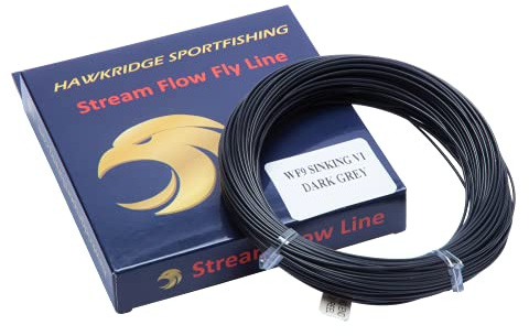 HAWKRIDGE - Quality Weight Forward #9 STREAM FLOW FLY Fishing Line (UK Brand) WF#9 - Four Options Available - Sink VI Fast Sink Dark Grey (Sink VI Fast - Dark Grey)