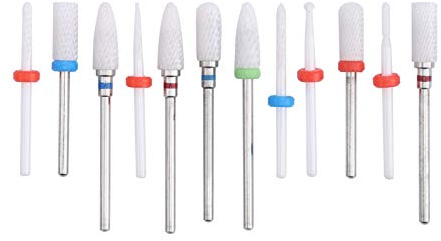 Fraises à ongles en céramique set 12 pièces, kit manucure gel acrylique | Kit de 12 embouts rotatifs pour ponceuse électrique, tige standard 3/32 pouce, fraise pour retrait vernis gel et acrylique