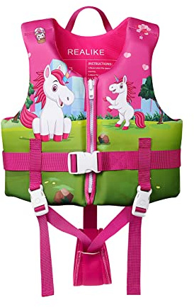 REALIKE Kids Swim Vest Toddler Floaties Adjustable Safety Strap Swimming Aids for Toddlers Children Float Swimsuit, Suitable for Age 2-10 Years/22-88lbs