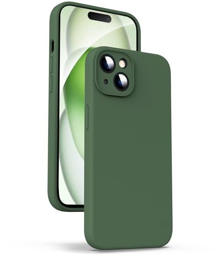 Supdeal Liquid Silikon Hülle für iPhone 15 – [Kamera Rundumschutz] [Kratzfeste integrierte Weiche Mikrofaser] 4 Schicht Vollschutz Stoßfest Gel Gummi Handyhülle, 6,1 Zoll, Grün
