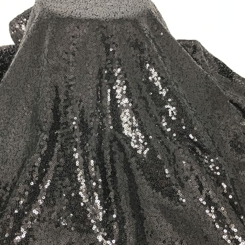 SYSUII 135cm * 2m Paillettenstoff Sparkly Glitzernder Dekostoff Kostümstoff zum Nähen für Hochzeit Kleid Dekoration DIY Tisch Tutu Rock Party Deko - Schwarz