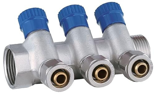 AQUA HEATING Kaltwasserverteiler 1 Zoll x 16 mm PEX, 3 Kreise | Wasserverteiler Kaltwasser, Trinkwasser & Heizung, Industrie, Wasseranschluss-Verteiler für PEX-Rohr, 2-Kreis-Verteilung