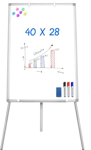 Easel Whiteboard - Magnetic Portable Dry Erase 40 x 28 Tripod Height Adjustable, Flipchart Easel Stand White Board for Office (40x28 White)