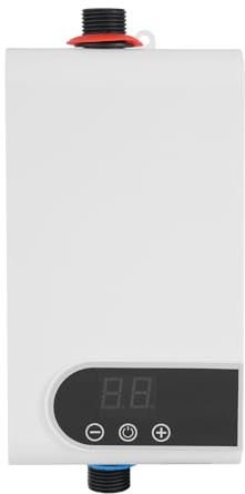 QUIOTUIR 5500W Chauffe-eau Électrique avec Écran LED Écran Tactile Température Réglage 20-55℃ Entrée D'eau Inférieure Chauffe Eau Instantané pour Cuisines, Salles de Bains, Restaurants