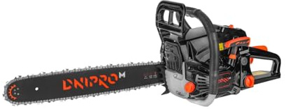 Dnipro-M Motosierra Gasolina Profesional 2900W 61.5cc, Espada 50cm, Motor 2 Tiempos Cilindro Cromado, Easy Start, Sistema Antivibración, Tala de Grandes Árboles y Troncos Gruesos. DSG-62HE