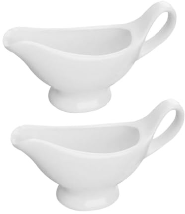 Salseras 2 Piezas con Asa de Color Claro de Cerámica para Servir | Tamaño 6,1x3,6 Pulgadas, Uso en Cocina y Picnic, Fáciles de Limpiar, para Salsa y Condimentos