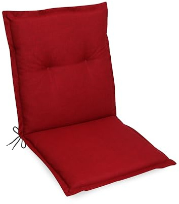 Gardissimo Niederlehnerauflage Premium Rot, Gartenstuhlauflagen 100 x 50 x 8 cm, Polsterauflage UV-Lichtecht mit Schaum-/Vliesfüllung, Bindebänder, Halteband