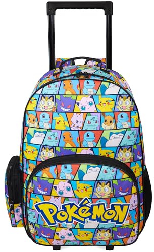 Get Trend Pokémon 2-in-1 Boys Trolley Bag for Travel and School, Kids Cabin Suitcase with Wheels & Handles, Backpack with Adjustable Straps, Travel Essentials Gamers Gift (Multi Pokemon)