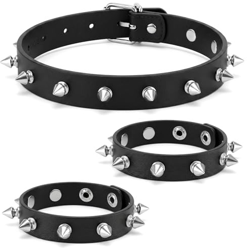 HaiFafafaing 3 Pcs Studs Choker and Bracelet Set- Stud Choker Rock Emo | Punk Accessories for Goth Clothes Women- Stud Collar Set for 80s 90s Novelty Weddings Parties Dressing Novelties