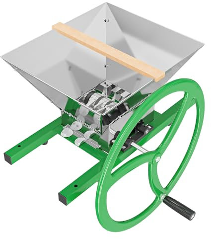 Wiltec Obstmühle mit 7L Trichter und runder Handkurbel Obsthäcksler leicht zu reinigen für Saftpresse Obstpresse zur Herstellung von Saft Würze oder Most