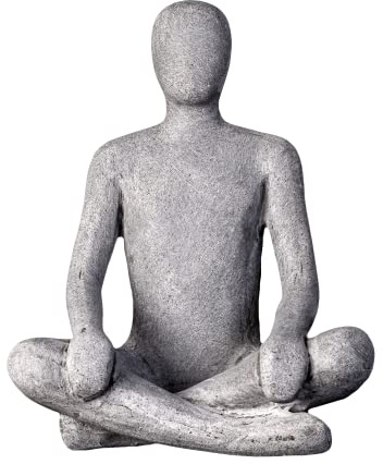 IDYL Moderne Skulptur Figur Sandsteinguss Sitting Man Crossed Legs | wetterfest | Farbe grau | Masse 22x18x28 cm | Dekorationfigur für jeden Wohnbereich, Balkon und Garten