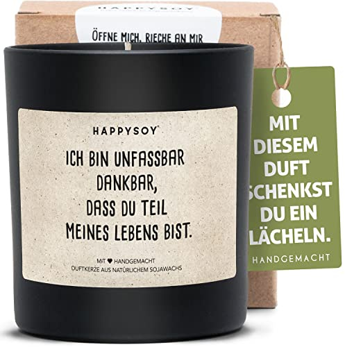 Liebevolle Duftkerze im Glas mit Spruch - handgemacht - nachhaltiges persönliches Geschenk - schöne Geschenkidee beste Freundin Freund Partner Partnerin - dankbar Danke sagen Dankeschön