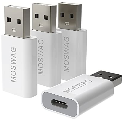 MOSWAG 4 Packs USB C auf USB Adapter USB Stecker auf USB C Buchse Adapter USB C Adapter Kompatibel mit Mag Safe Ladegerät,i Mac,Mac Book Pro,Mac Book,Laptops,PC,Computer und mehr