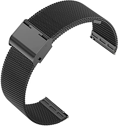 Lahviuu Klockarmband i metall, smart watch-armband i rostfritt stål, för kvinnor och män, snabbkopplas till smartklocka eller traditionell klocka (20 mm, svart)