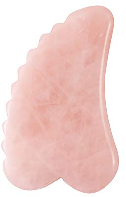 Soghot 1 outil de massage Gua Sha en quartz rose en forme de cœur avec dents, taille 50 x 80 mm, adapté pour visage et corps, technique Gua Sha, réduction des rides et ridules