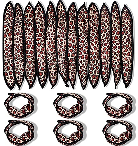 Syhood 48 Pcs Sponge Hair Rollers Soft Hair Curlers to Sleep in, Foam Heatless Overnight Pillow Curlers for Women Tousle Hair Styling Tools(Cloth Cover,Leopard)