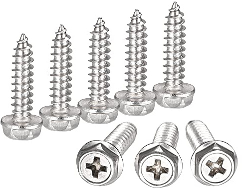 sourcing map 25 Stück Kreuzschlitzschraube Sechskant Unterlegscheiben Blechschrauben, M5 x 20mm 304 Edelstahl