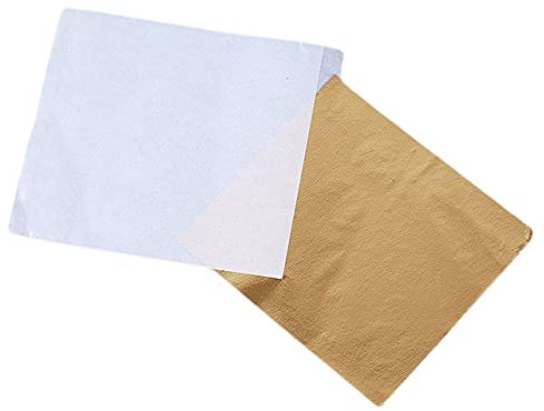 VIXDA 24 Karat Blattgold Essbare Goldfolienblätter für Kuchendekoration Gesichtsmaske Kunsthandwerk Papier Zuhause 100 STÜCKE Echtgoldfolie Vergoldung