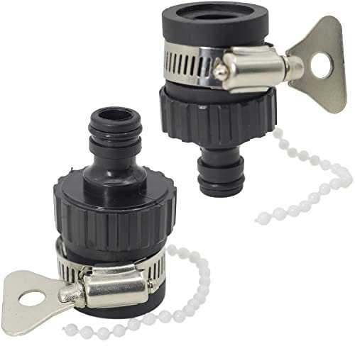 Casoter 16mm Universal Tap Connector, Garden Hose Pipe Adapter w/Stainless Steel Fitting Clamp, Black 2 Pack