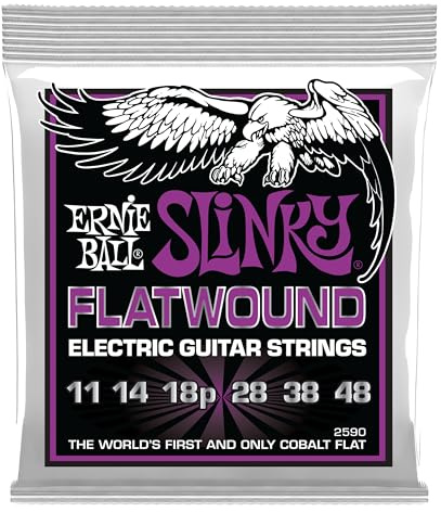 Ernie Ball Power Slinky Flatwound E-Gitarrensaiten Stärke 11-48